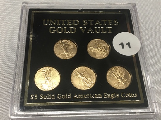 (5) 2017 1/10th Oz Gold Eagles