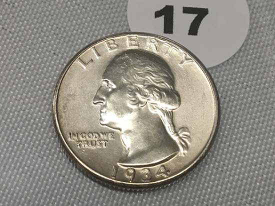 1934-D Washington Quarter, UNC