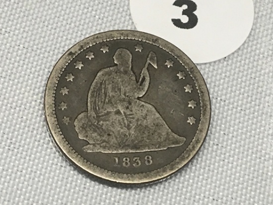 1838 Seated Quarter