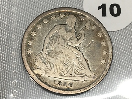 1840 (Sm Ltr) Seated Half