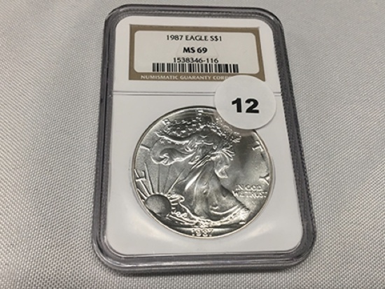 1987 Silver Eagle, NGC MS69