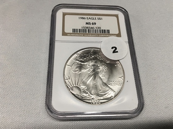1986 Silver Eagle NGC MS69