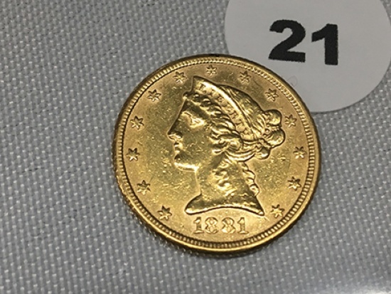 1881 Liberty $5 Gold