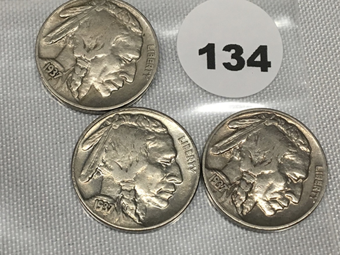 5] Us Buffalo Nickels [1936-s, [2] 1937, 1937-d, Auction