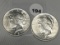 (2 X $) 1924 Peace Dollars, UNC