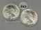 (2 X $) 1922 Peace Dollars, UNC