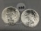 (2 X $) 1922 Peace Dollars, AU/UNC