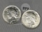 (2 X $) 1924, 1925 Peace Dollars, AU/UNC