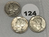 1942, 42-D, 42-S Mercury Dimes