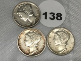 1945, 45-D, 45-S Mercury Dimes