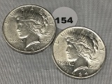 (2 X $) 1924 Peace Dollars AU/UNC