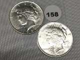 (2 X $) 1924 Peace Dollars UNC