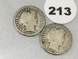 (2) 1892-O Barber Dimes