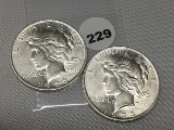 (2 X $) 1923 Peace Dollars, UNC