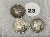 1919, 19-D, 19-S Mercury Dimes