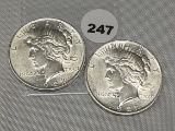(2 X $) 1922 Peace Dollars, UNC