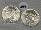 (2 X $) 1923, 1924 Peace Dollars, UNC