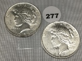 (2 X $) 1922 Peace Dollars, UNC
