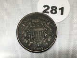 1864 (Sm Motto) 2 Cent Piece