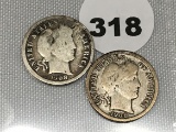 1908-O, 08-S Barber Dimes