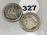 1842, 42-O Seated Dimes