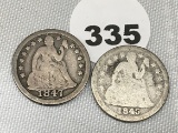 1845, 1847 Seated Dimes