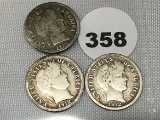 1912, 12-D, 14-S Barber Dimes