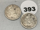 1873, 75 Seated Dimes