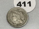 1869 Three Cent Nickel