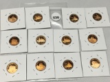 Lot of (12) 2009-S Proof Lincoln Cents Assorted Reverse