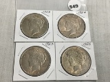 (4 X $) 1923, 1924, (2) 1925 Peace Dollars