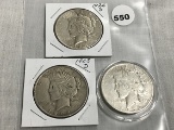 (3 X $) 1923-D, 26-S, 35-S Peace Dollars