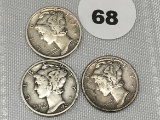 1929, 29-D, 29-S Mercury Dimes