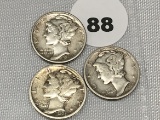 1935, 35-D, 35-S Mercury Dimes