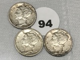 1936, 36-D, 36-S Mercury Dimes