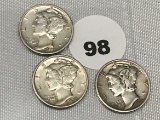 1937, 37-D, 37-S Mercury Dimes