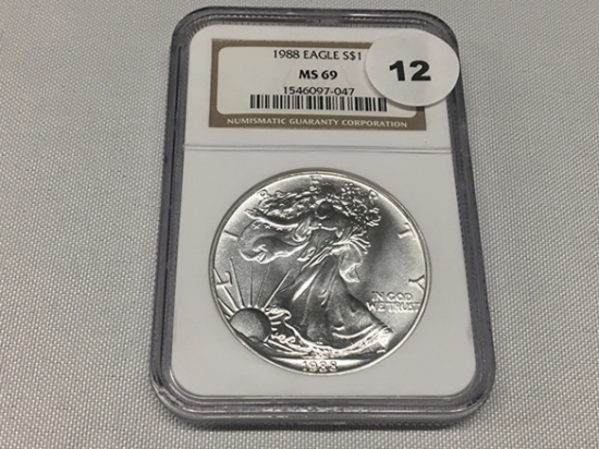 1988 Silver Eagle, NGC MS69