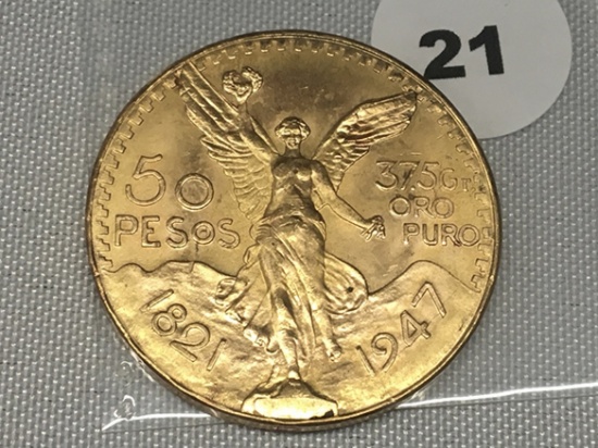 1947 50 PESO Gold, 37.5 Grams
