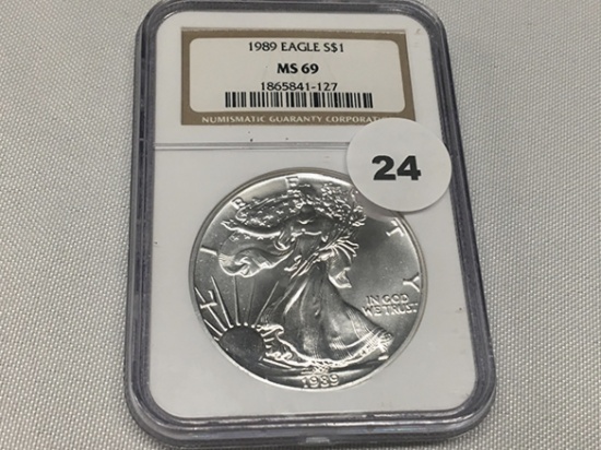 1989 Silver Eagle, NGC MS69