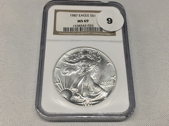 1987 Silver Eagle, NGC MS69