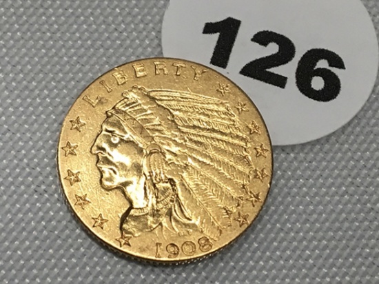 1908 $2 1/2 Indian Gold