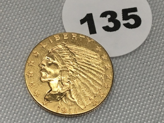 1911 $2 1/2 Indian Gold