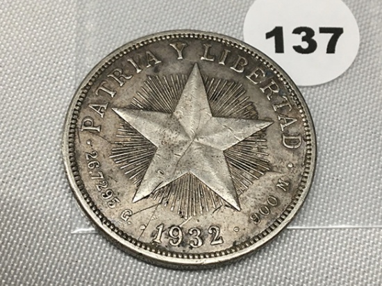 1932 Cuba Peso (90% Silver 26.72 Gram)