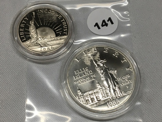1986 Liberty Dollar & Half Dollar