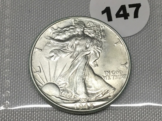 1945 Walking Liberty Half, UNC