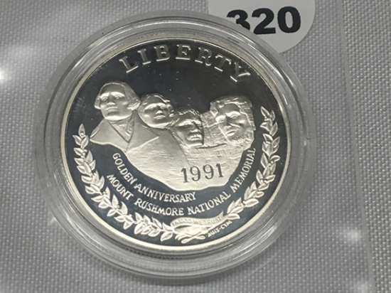 1991-S Proof Mt Rushmore Dollar