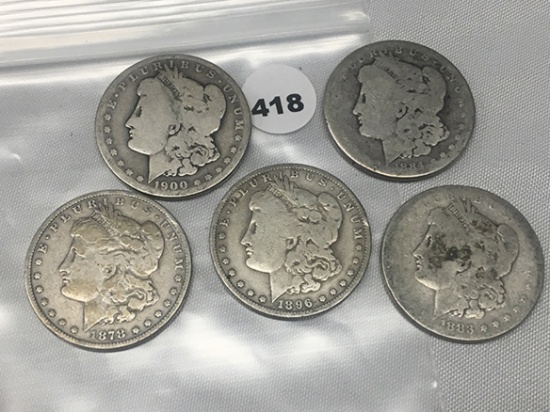 (5 X $) 1878-S, 83-S, 84, 96-O, 00 Morgan Dollars