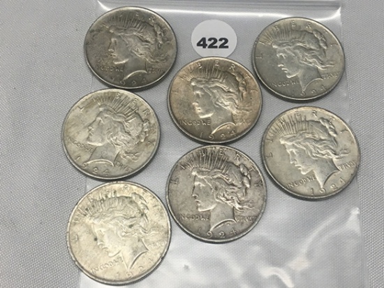 (7 X $) 1924 Peace Dollars