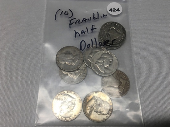 (10) Franklin Half Dollars