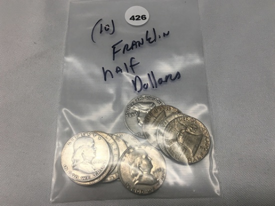 (10) Franklin Half Dollars